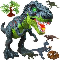   Óriási interaktív T-rex fészekkel, tojásokkal és kisebb dínókkal – 40cm